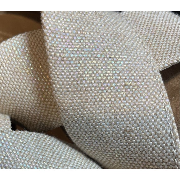 Toms Ibiza Sandals Khaki Canvas Women's 7 Platform Cork Heel Iridescent Thread - Picture 8 of 13